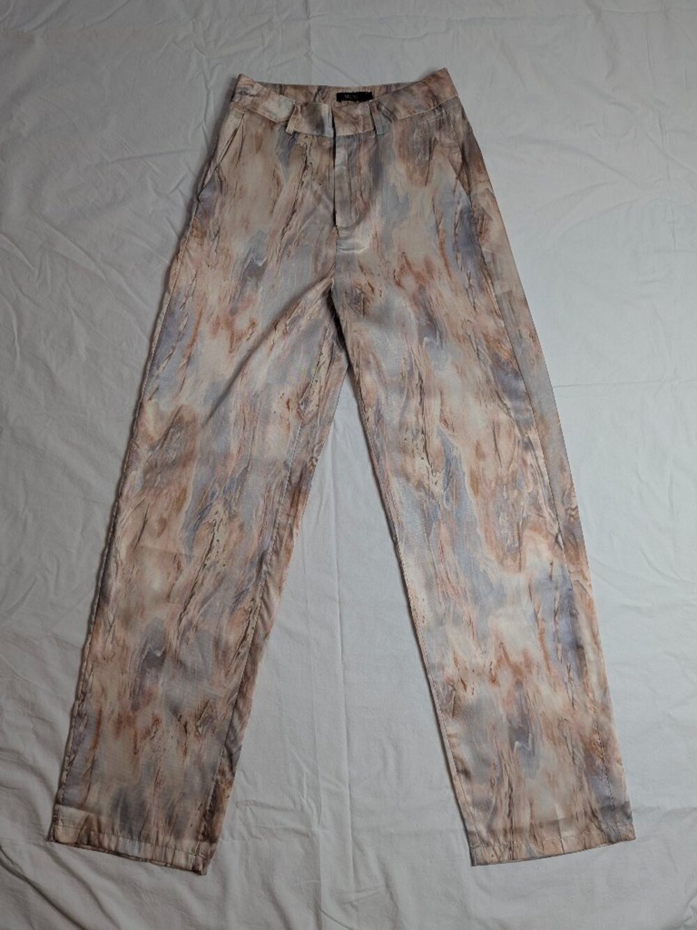 Micas Marble Print High Waisted Full-length Straight Leg Pants Size small